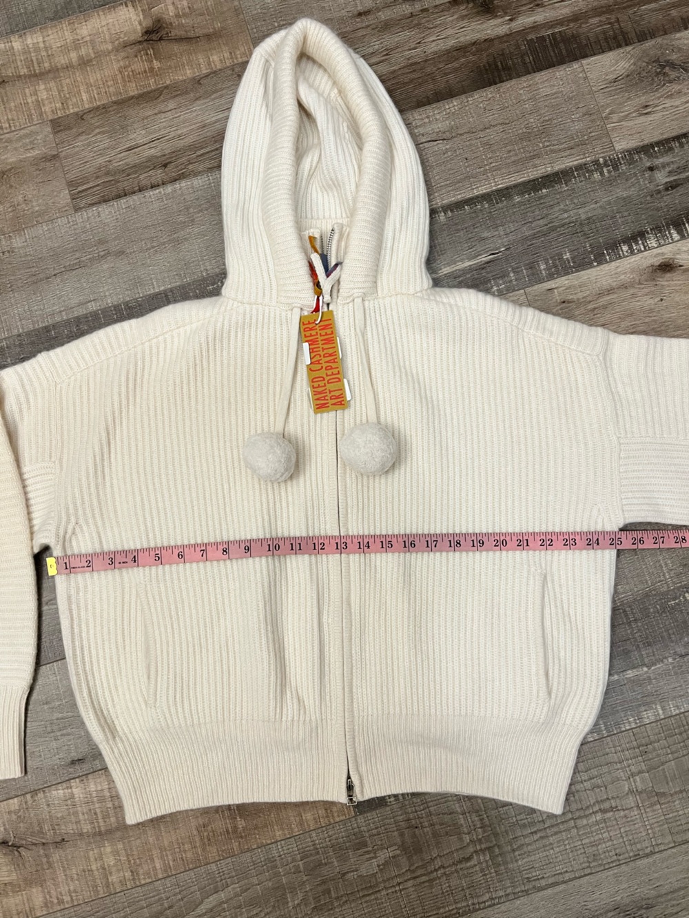 NakedCashmere Ivory Zip-Front Hooded Sweater size M NWT - Picture 7 of 16